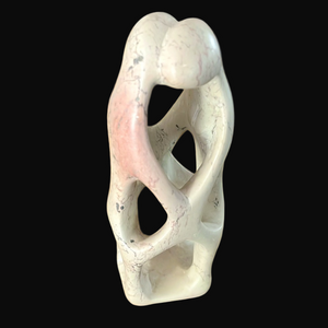 Vintage Hand Carved Intertwined Couple Kenyan Stone Sculpture